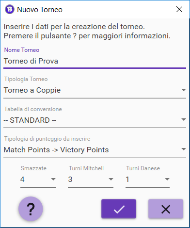 GTBurraco Creazione Torneo